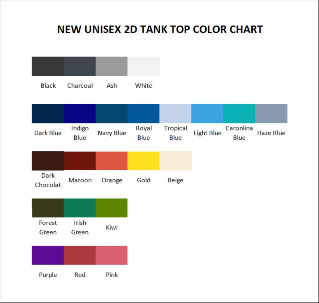 tank top color chart - Eagles Band Store